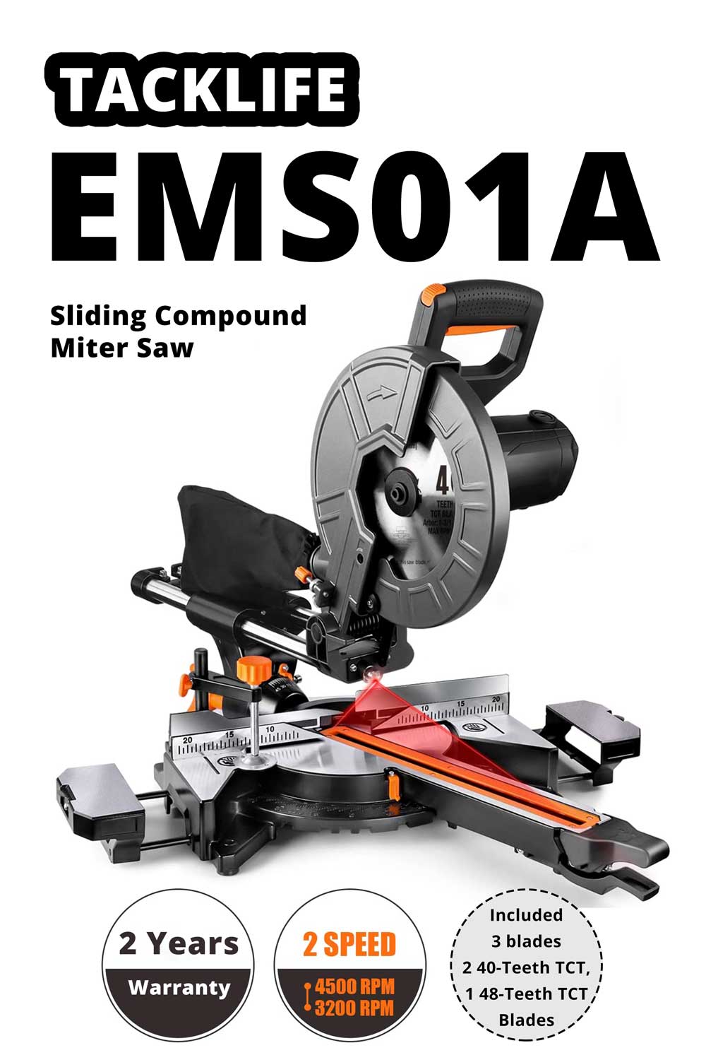Tacklife EMS01A Sliding Compound Miter Saw Jigsaw Expert